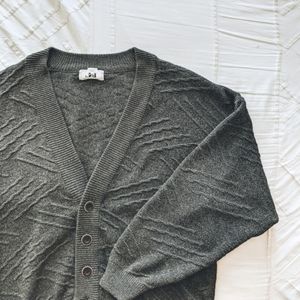 Jed Oversized Charcoal Gray Grandpa Cardigan